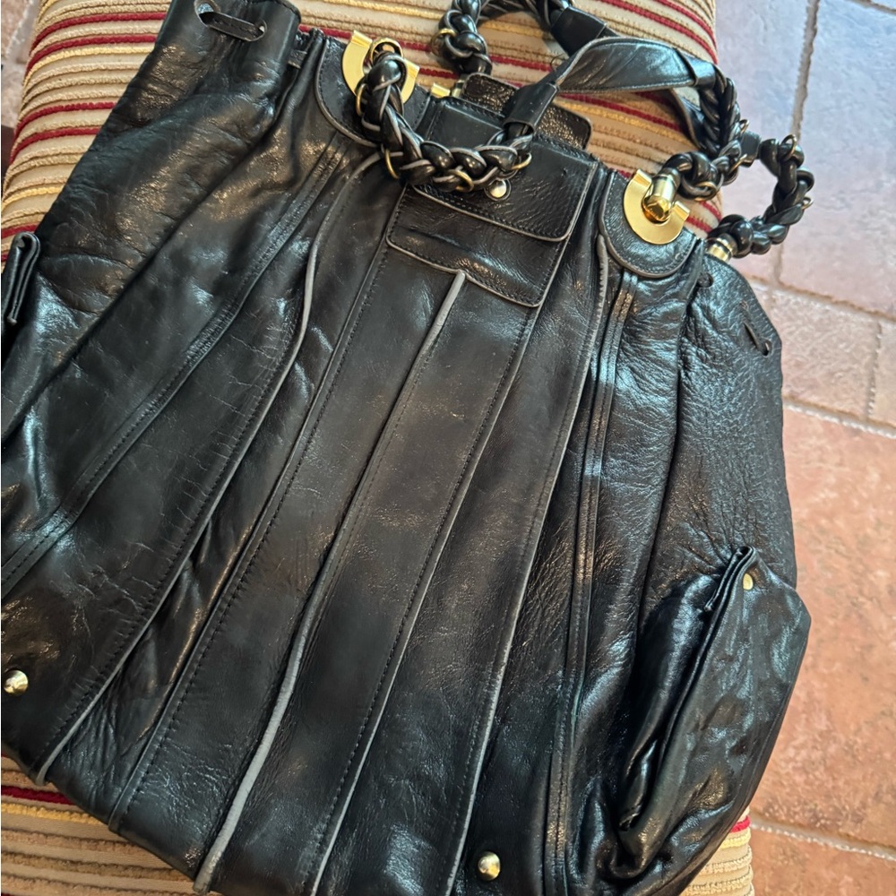 Chloe Heloise Black Leather Tote with Gold Accents - Picture 7 of 13